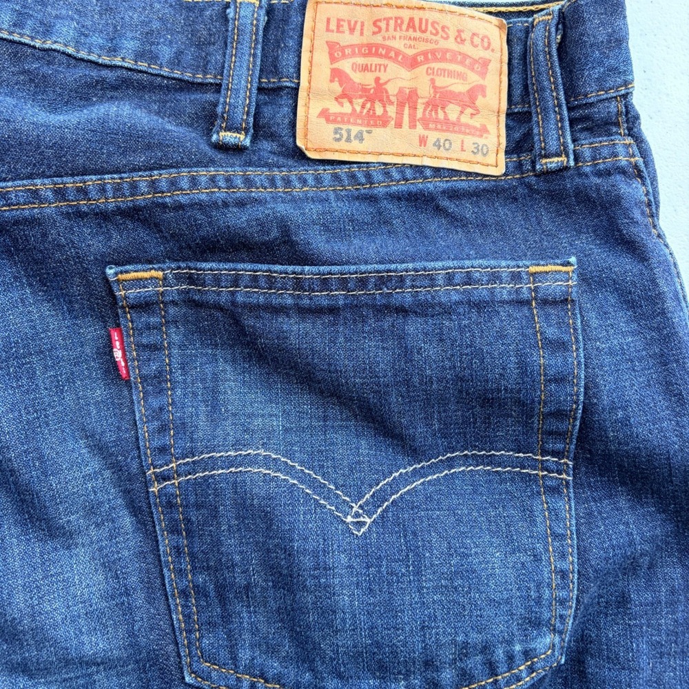 Levi's 514 Straight Fit Jeans 40x30 Dark Wash Blue Excellent